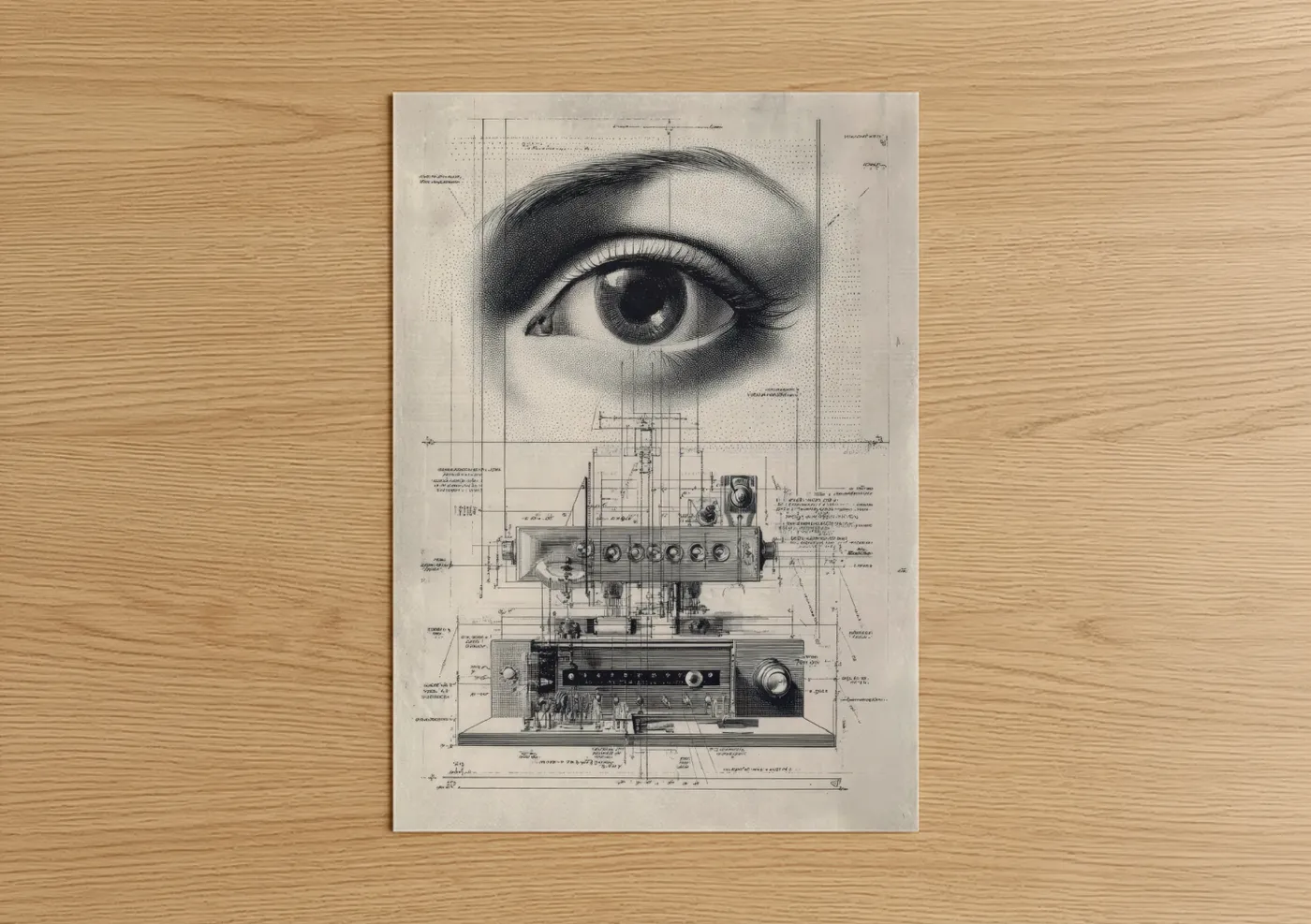 Technical Eye Blueprint Schematic Wall Art