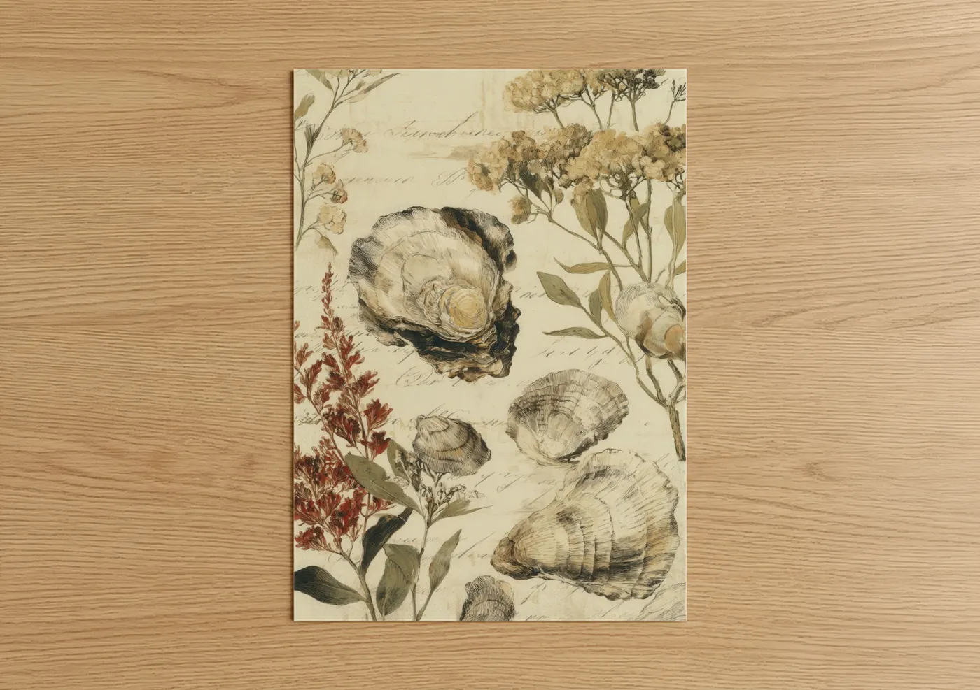 Vintage Oyster Study Botanical Illustration Wall Art