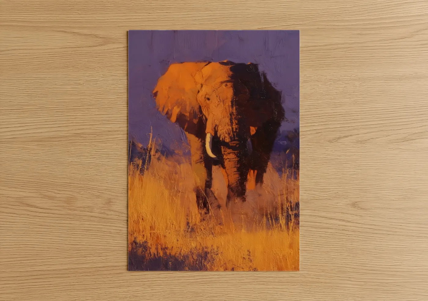 Golden Savanna Elephant Wildlife Wall Art