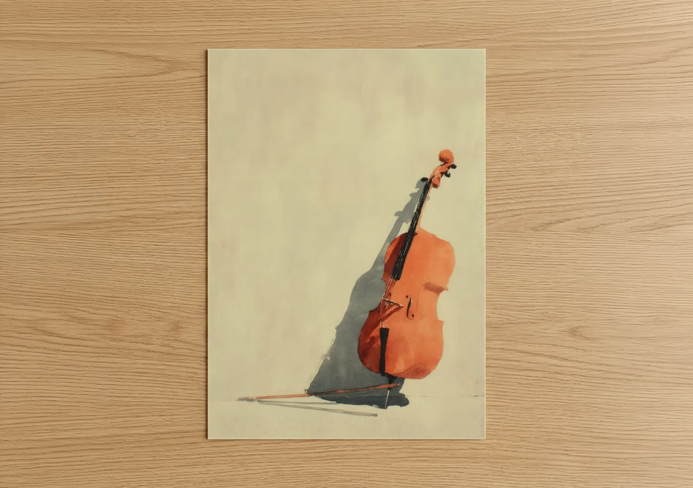 Crimson Cello Minimalist Music Wall Art
