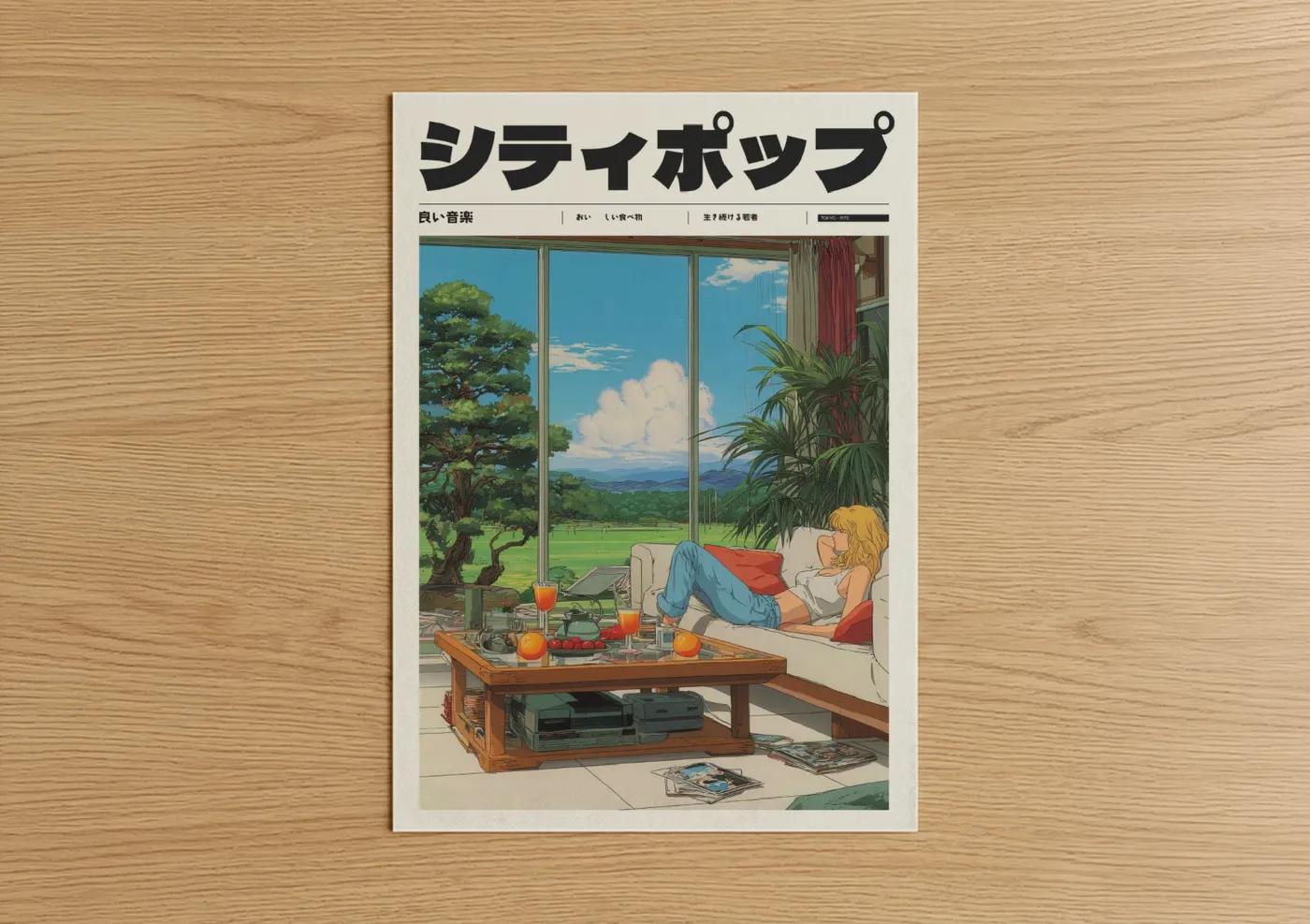 Anime Girl Relaxing Window Lofi Aesthetic Wall Art