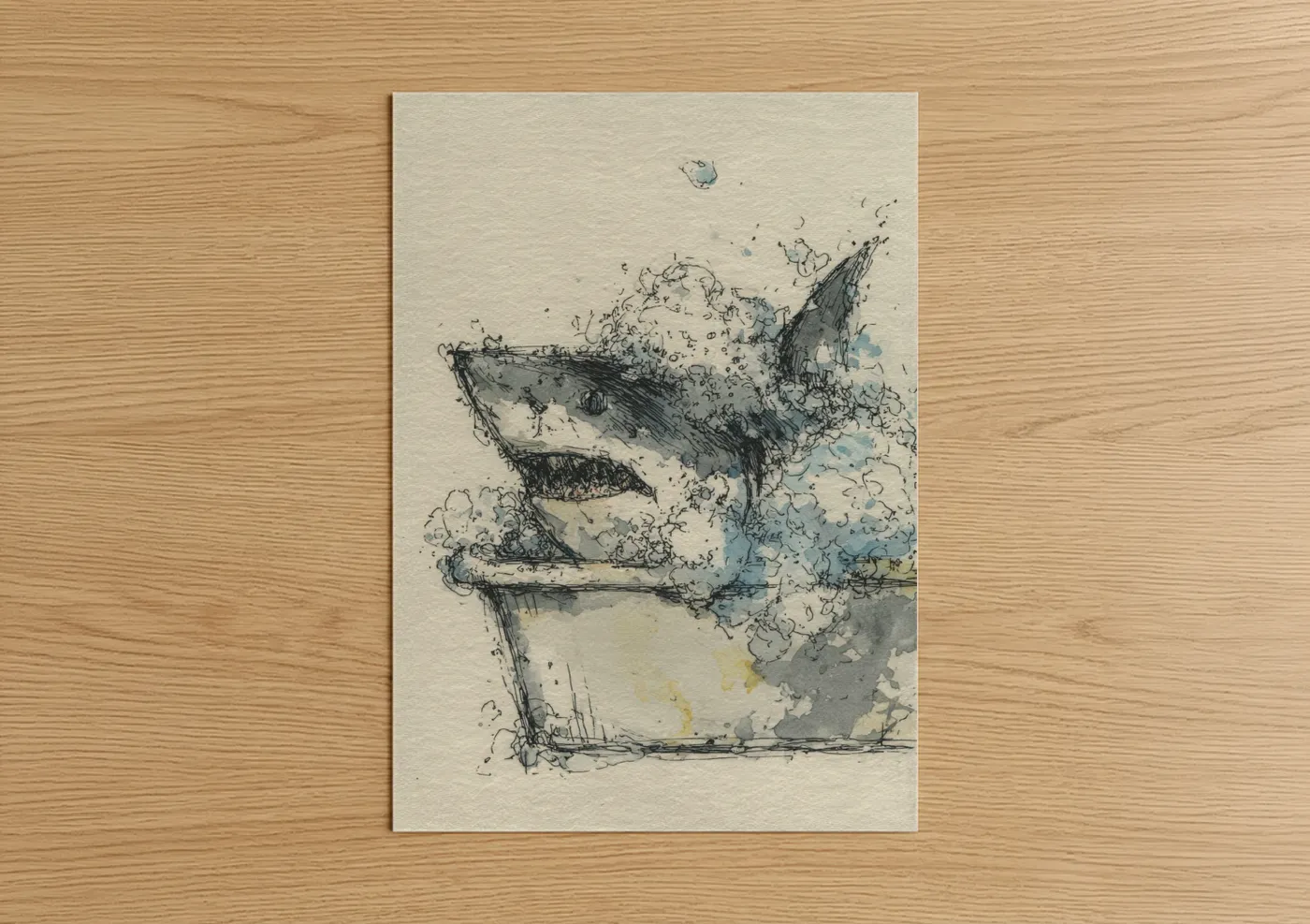 Basking Shark Watercolor Sketch Wall Art