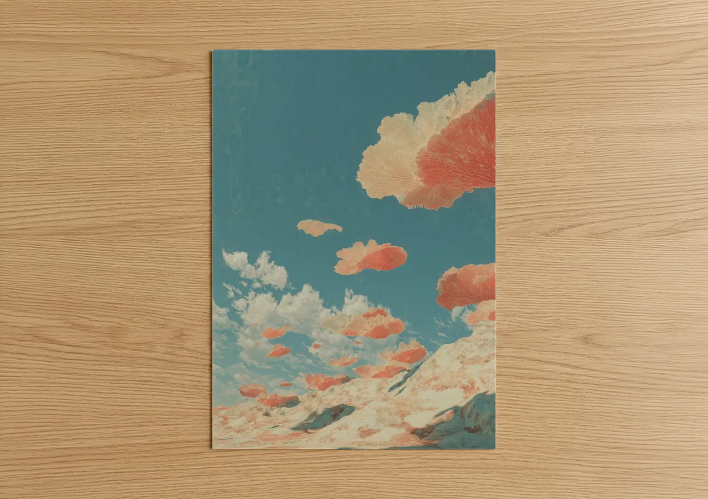 Coral Dream Sky Vintage Aesthetic Wall Art