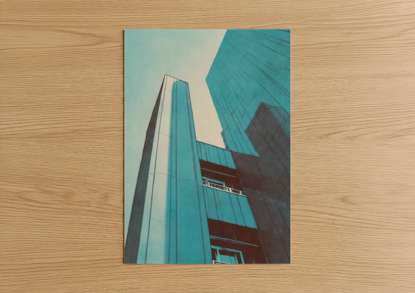 Turquoise Skyrise Abstract Architecture Wall Art