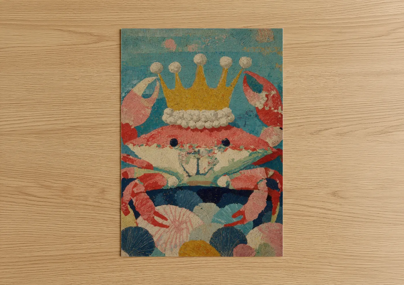 Royal Crab Mosaic Sea Life Wall Art