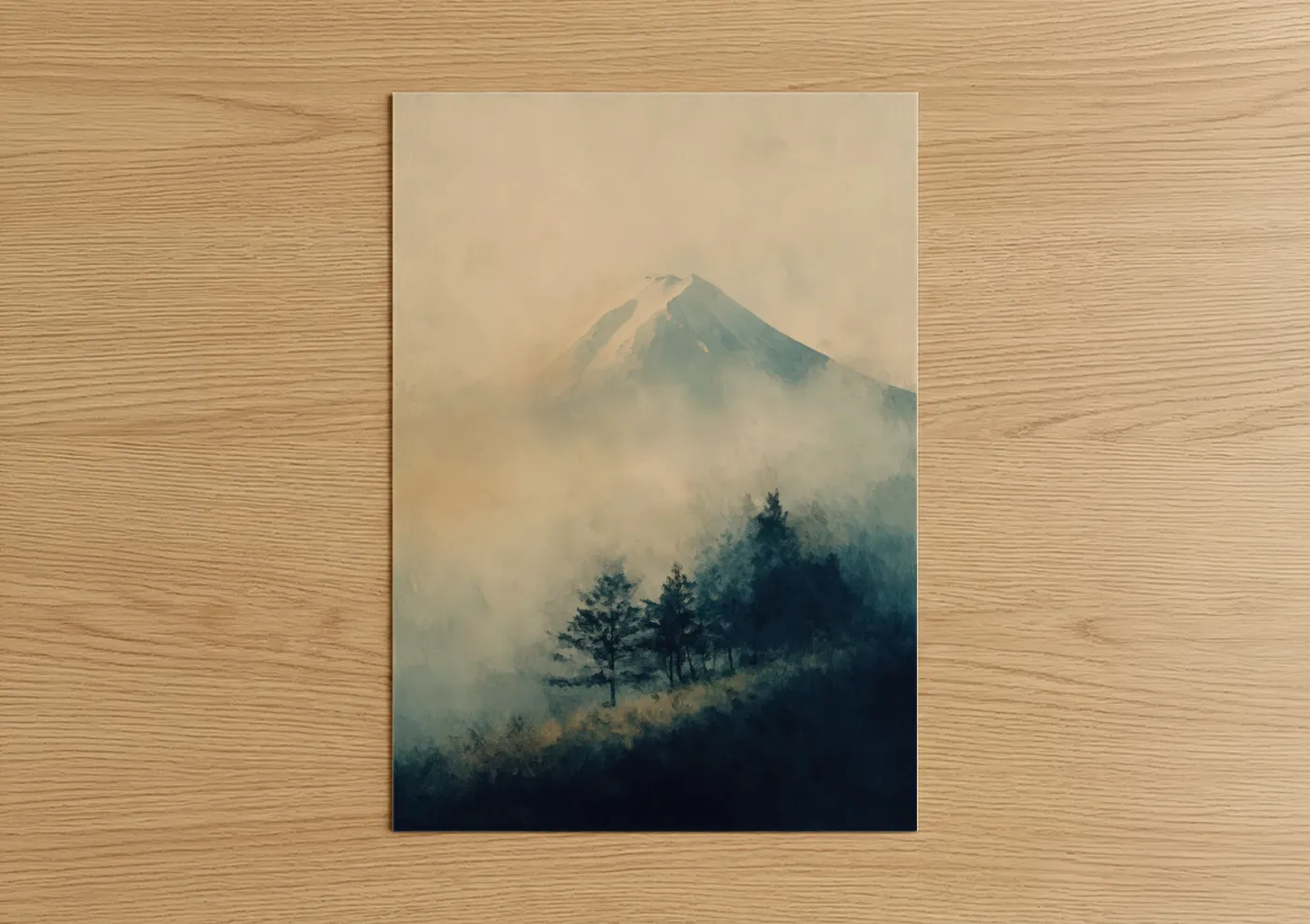 Misty Mount Fuji Morning Landscape Wall Art