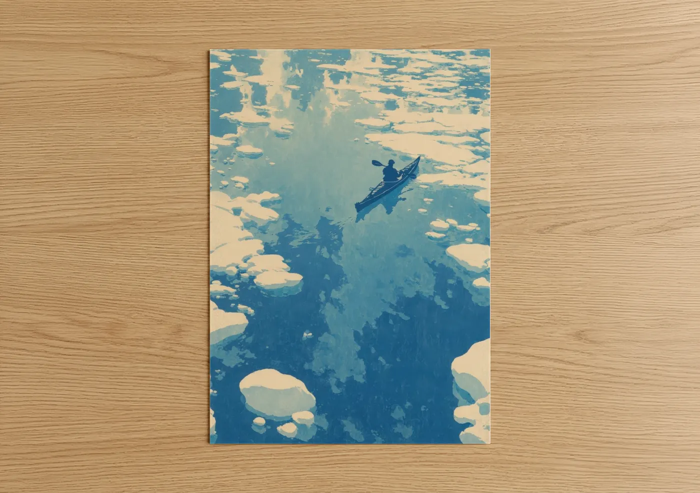 Aerial Kayak Paddler Minimalist Wall Art