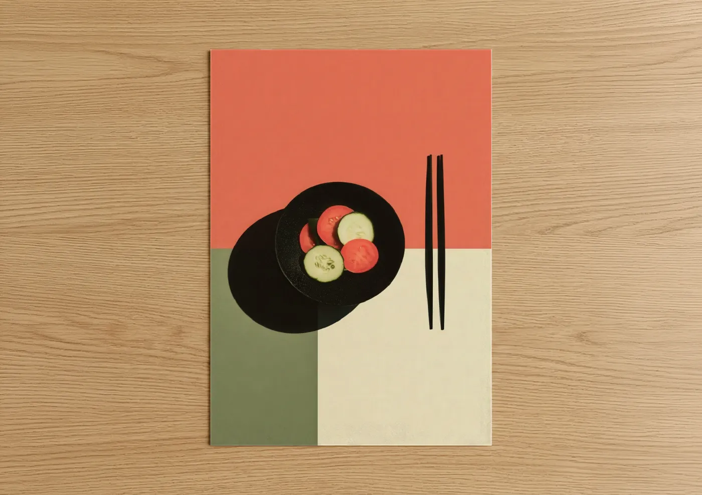 Asian Salad Bowl Minimalist Food Art Wall Art
