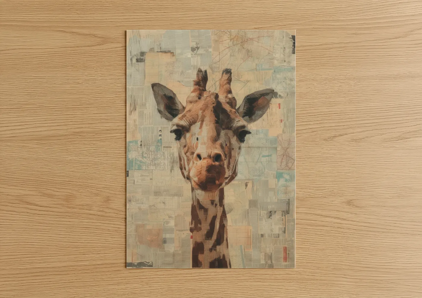 Curious Giraffe Mixed Media Artwork Wall Art
