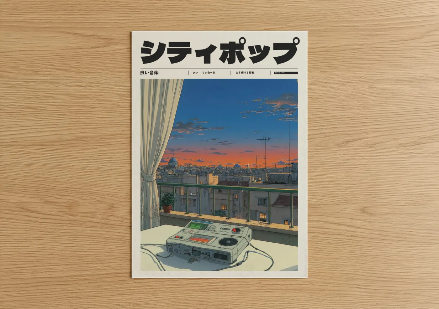 Synthwave Tokyo Sunset Anime Illustration Wall Art