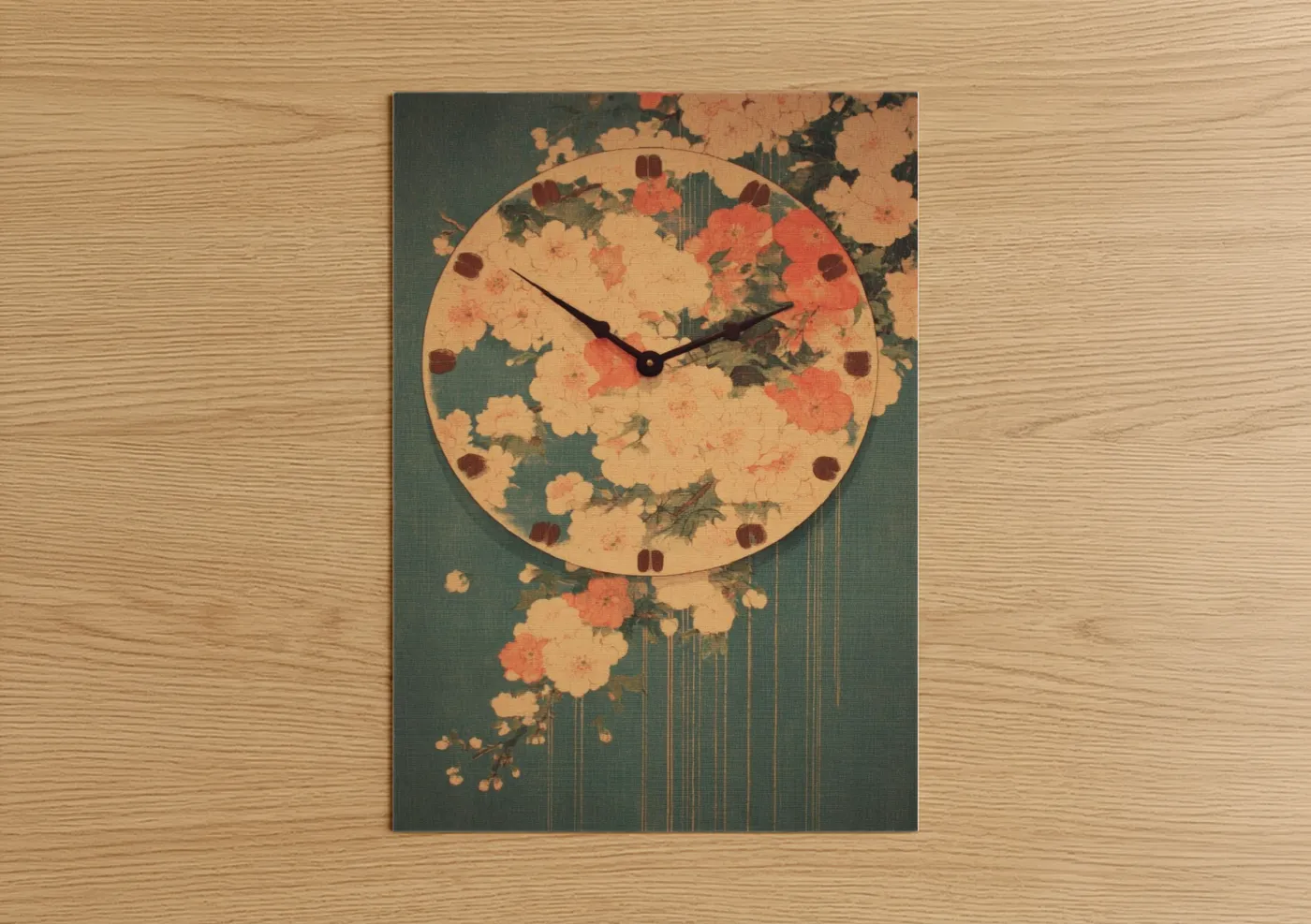 Vintage Floral Wall Clock Design Wall Art