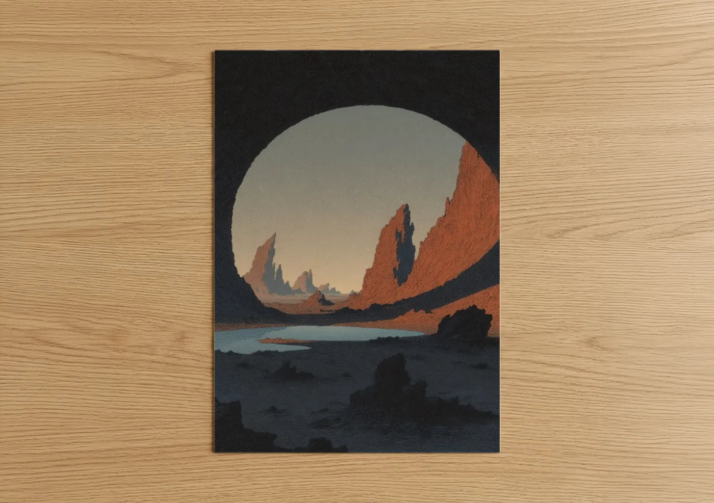Dark Fantasy Crimson Canyon Landscape Wall Art