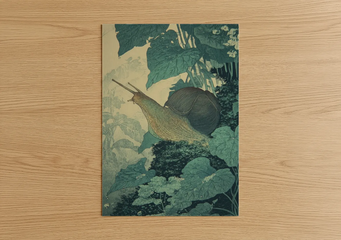 Garden Snail Among Lush Green Foliage Wall Art