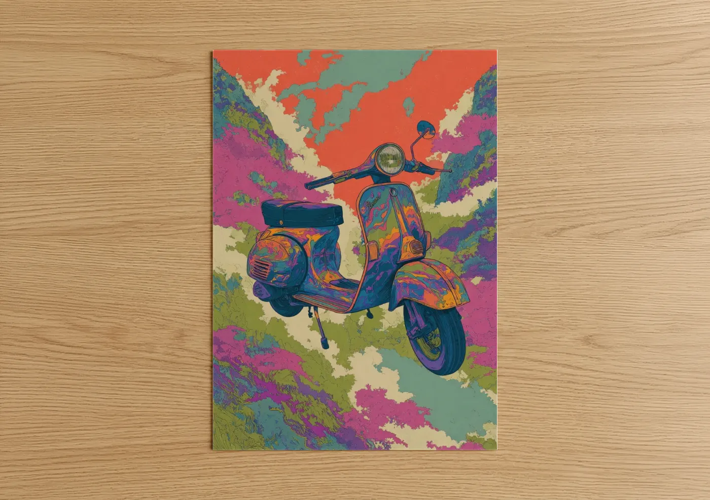 Retro Scooter Pop Art Illustration Wall Art