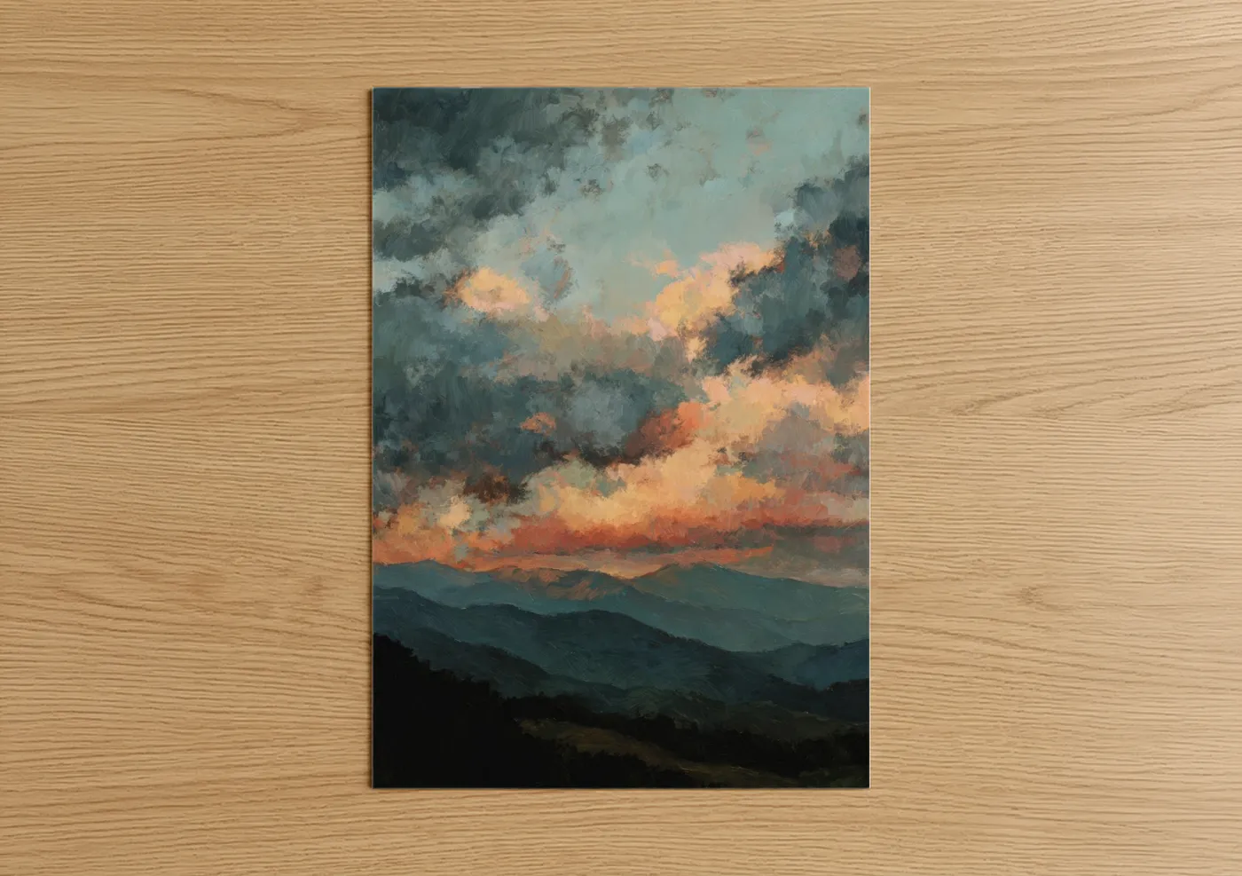 Blue Ridge Mountains Sunset Painting Wall Art