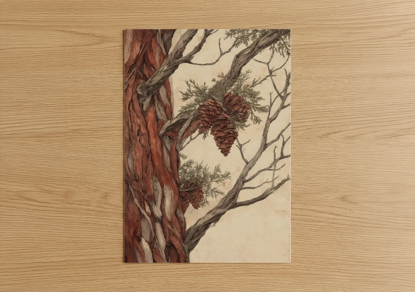 Ancient Redwood Tree with Pine Cones Wall Art