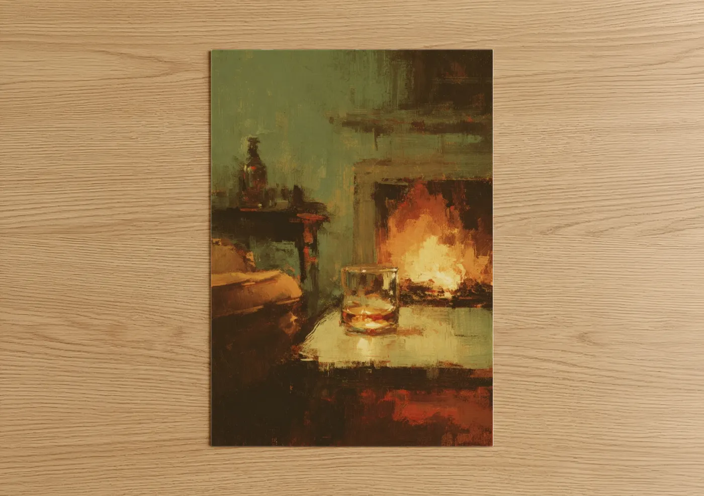 Fireside Whiskey Glass Painting Wall Art
