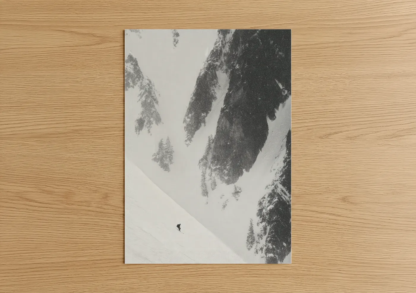 Snowy Mountain Descent Skiing Wall Art