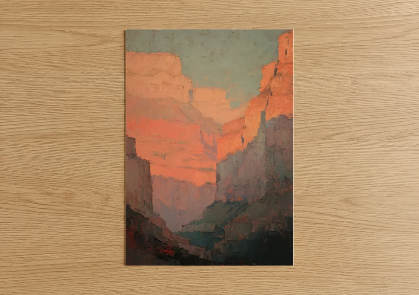 Crimson Canyon Sunset Landscape Painting Wall Art