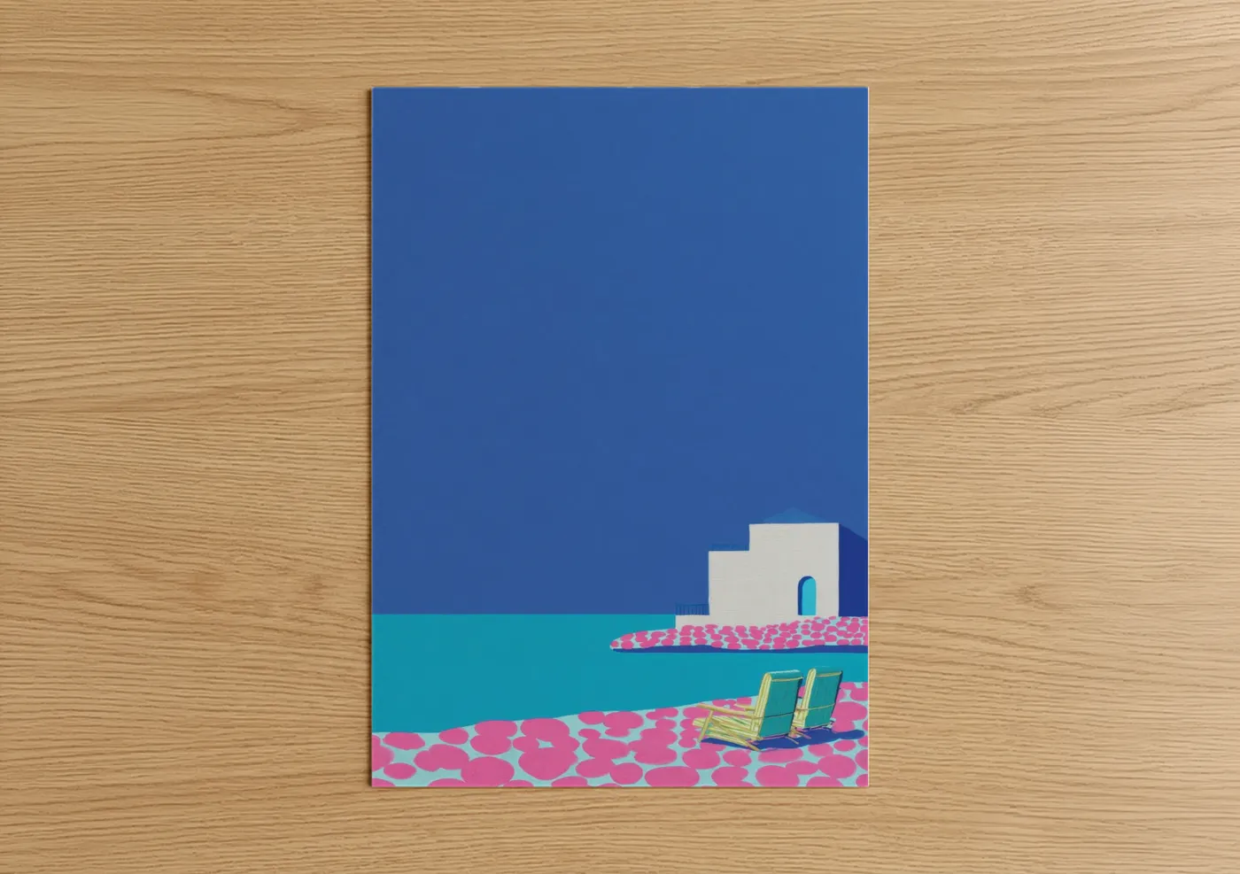 Colorful Beach Town Architecture Illustration Wall Art