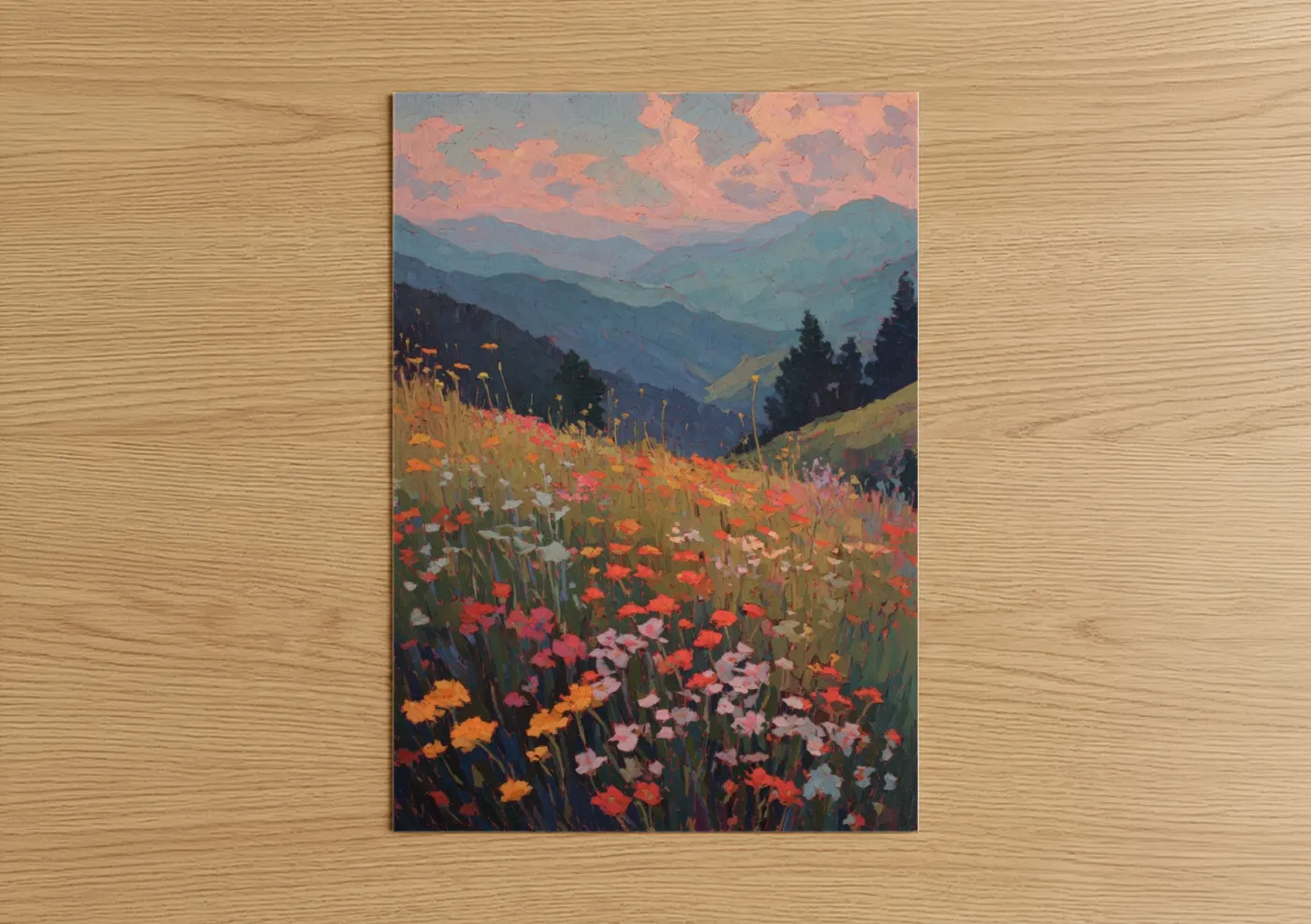 Alpine Wildflower Sunrise Mountain Valley Wall Art
