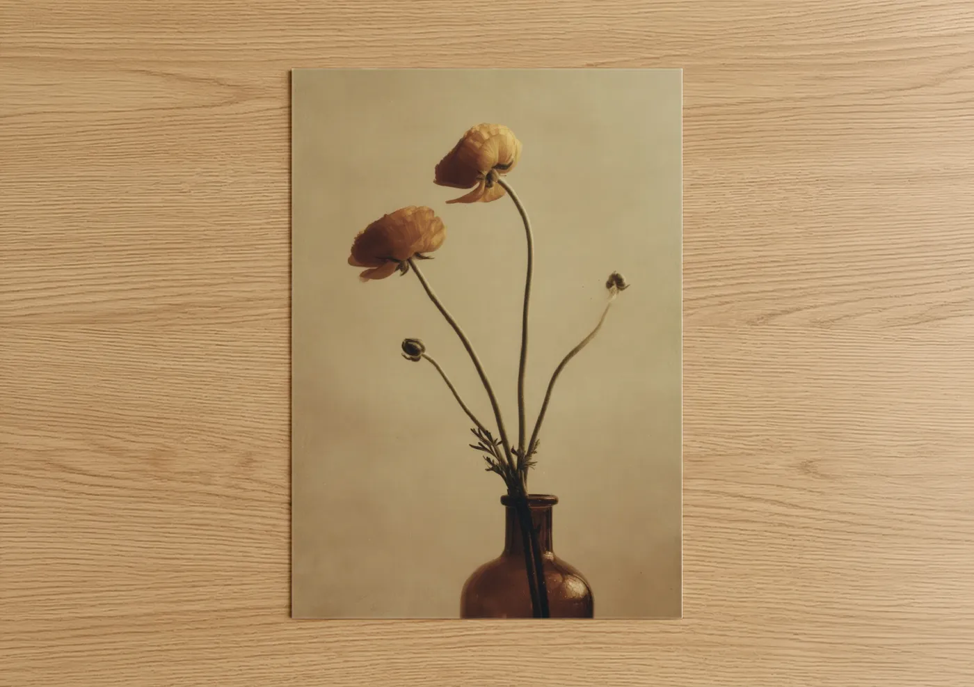Golden Ranunculus Botanical Still Life Wall Art