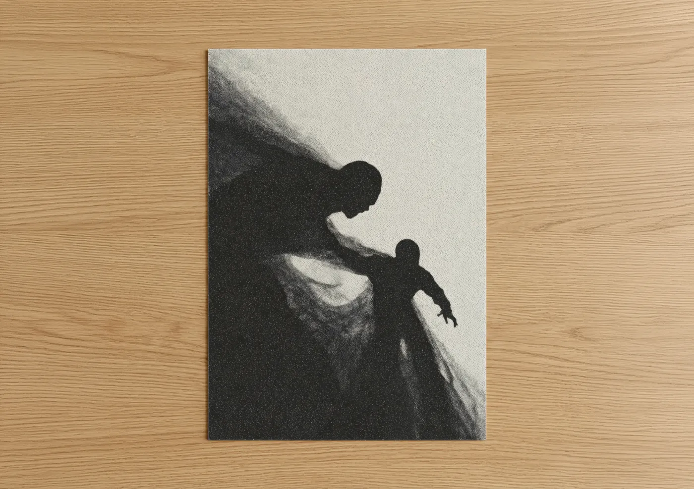 Dramatic Wrestling Match Black White Wall Art