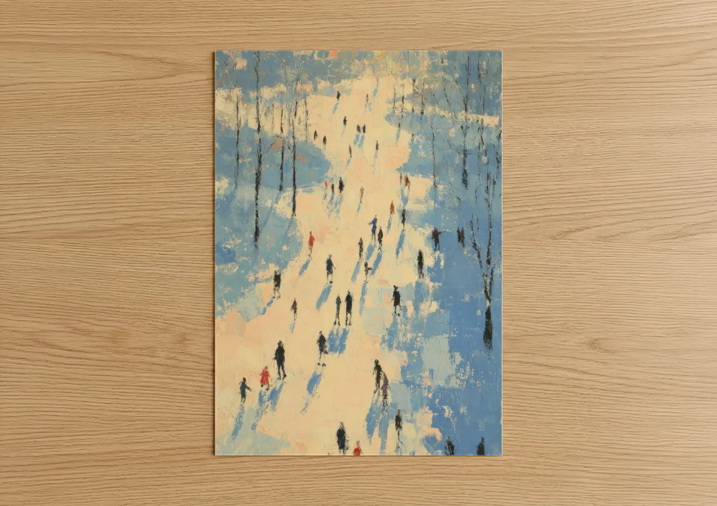 Winter Ice Skating Crowd Impressionist Wall Art