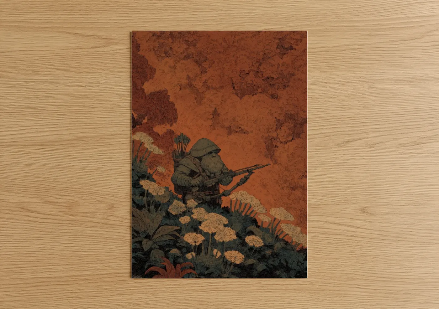 Desert Dwarf Hunter Vintage Fantasy Wall Art