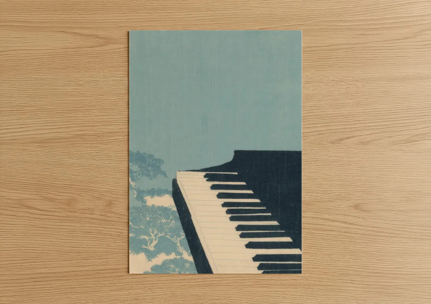 Vintage Keyboard Piano Illustration Wall Art