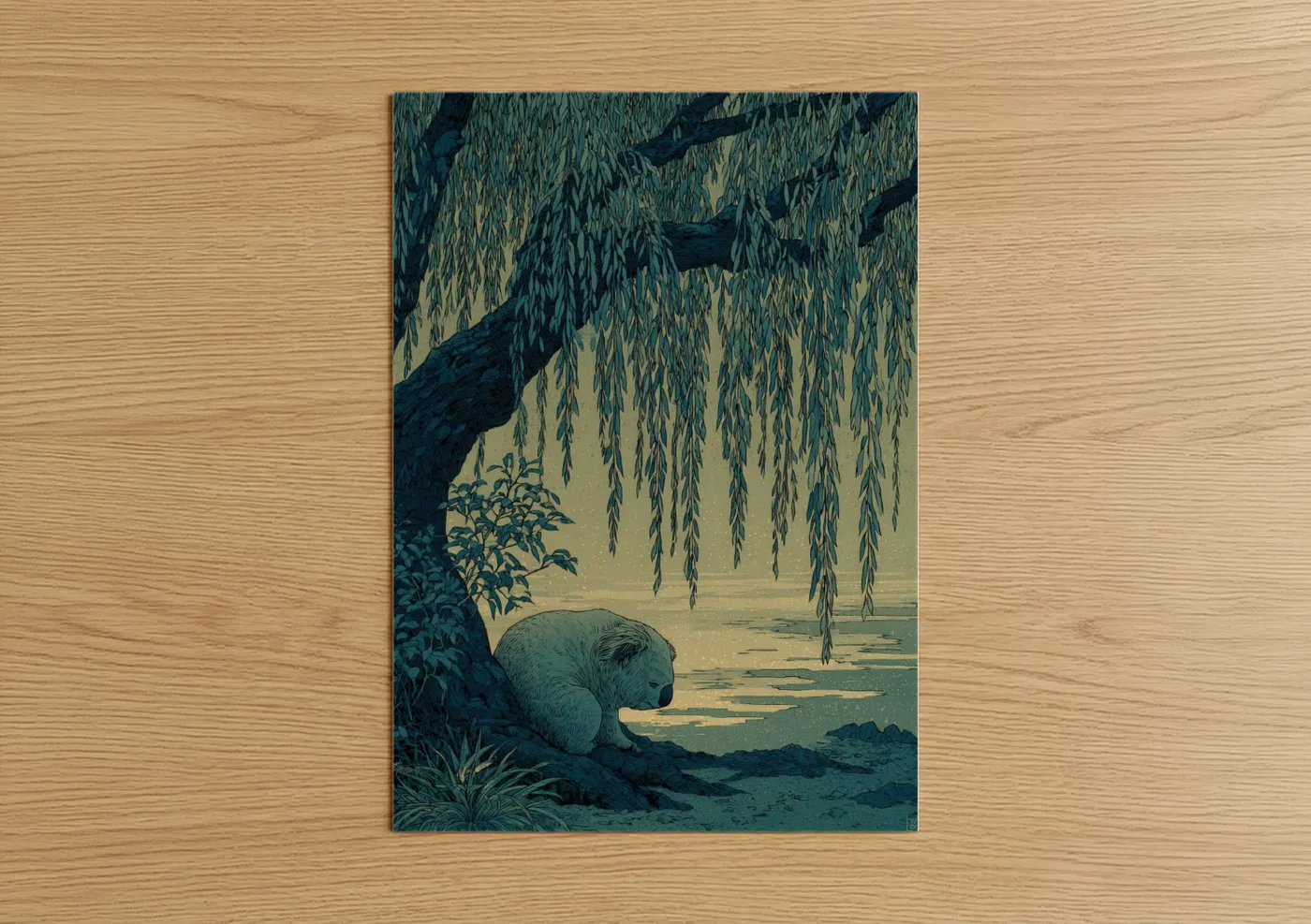 Willow Koala Resting by Water Wall Art