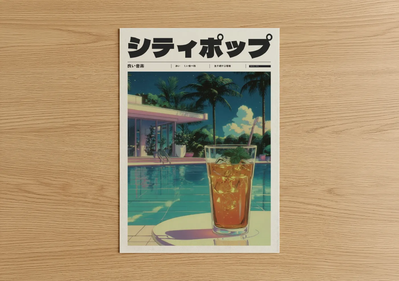 Retro Poolside Anime Y2K Drink Wall Art