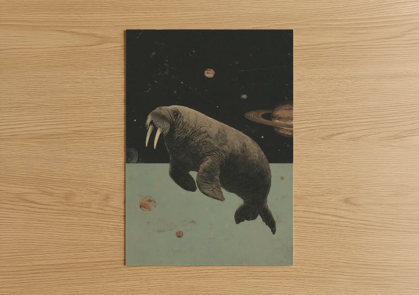 Cosmic Walrus Space Fantasy Art Wall Art