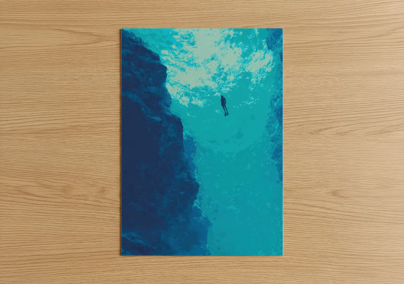 Deep Blue Diving Underwater Explorer Wall Art