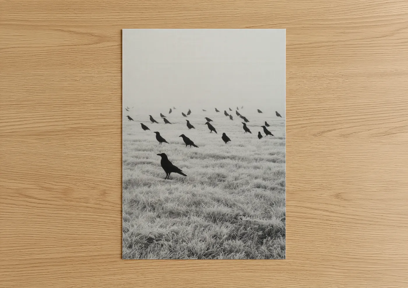 Frosty Crows Gathering Winter Field Wall Art