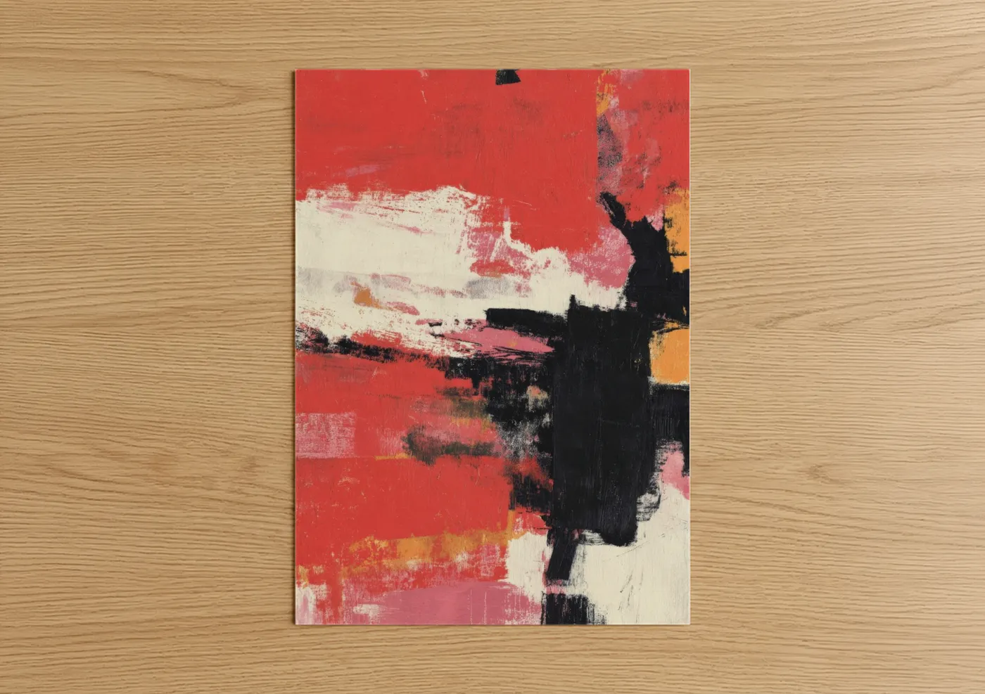 Crimson Horizon Abstract Expressionism Wall Art