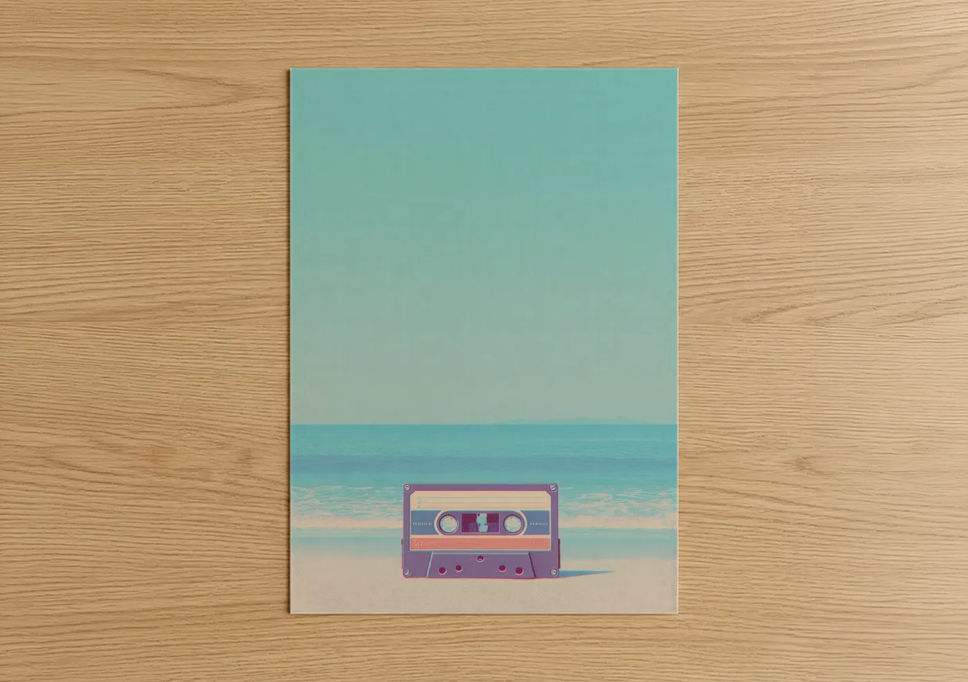 Retro Cassette Tape Beach Aesthetic Wall Art