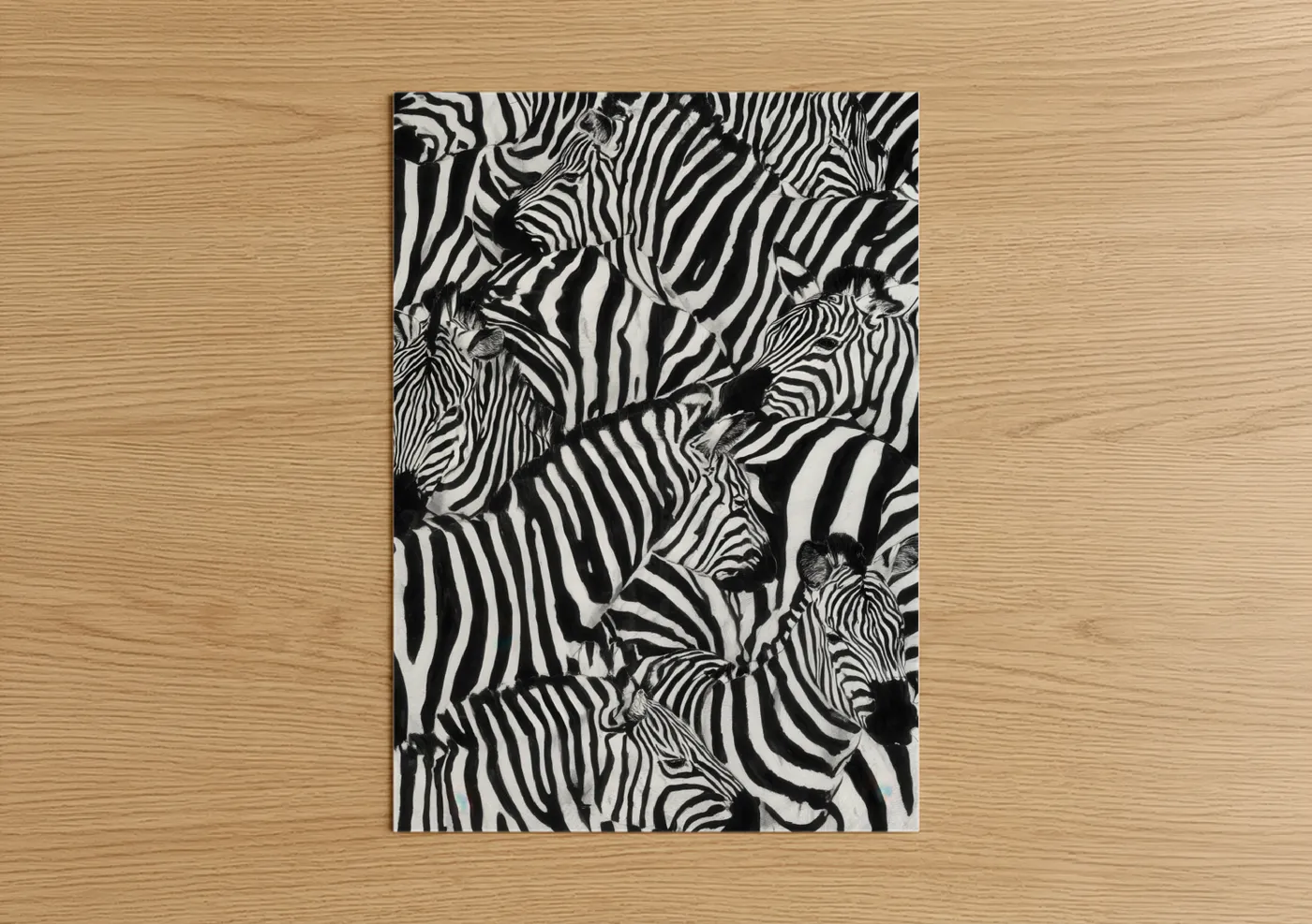 Black and White Zebra Herd Pattern Wall Art