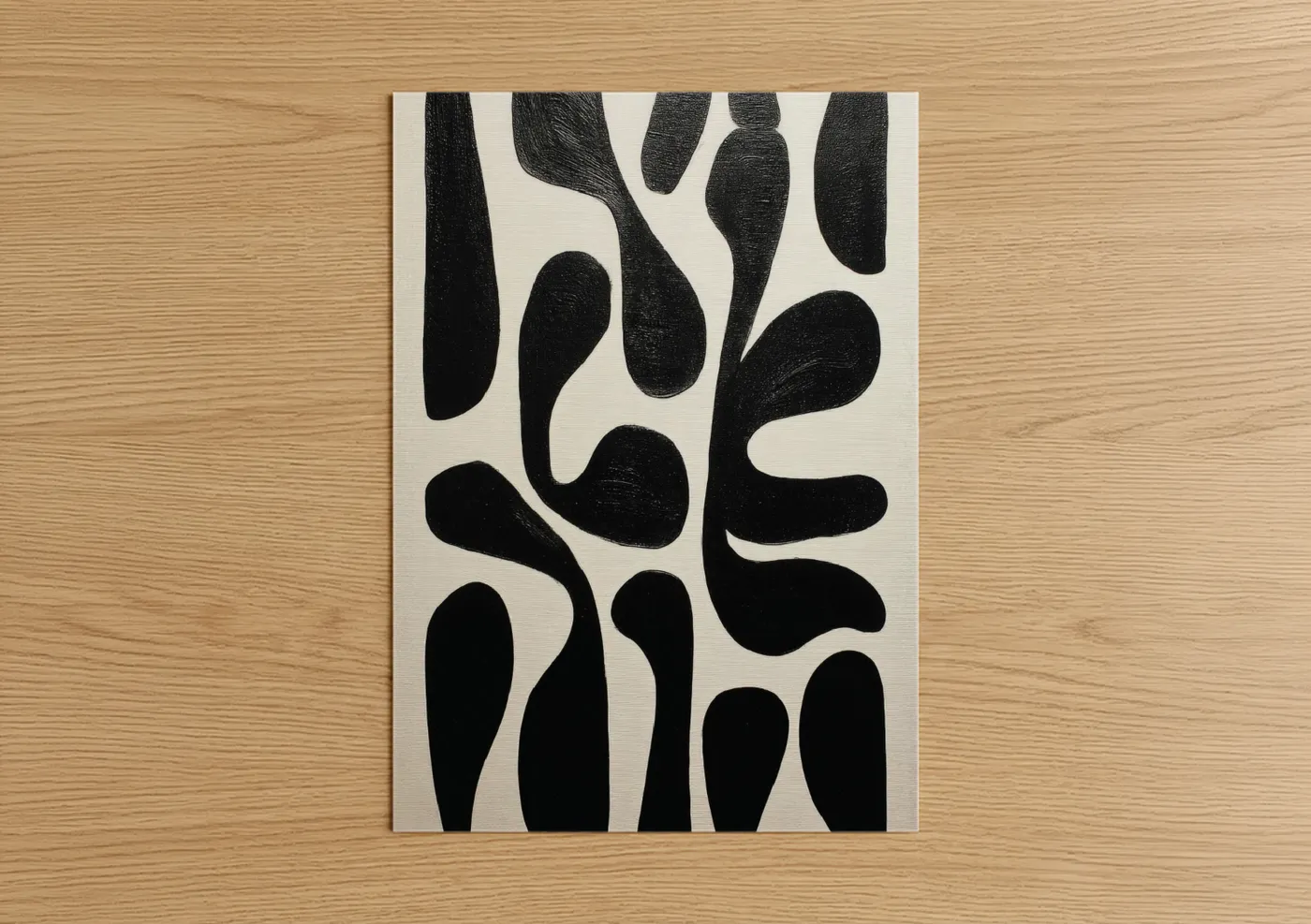 Organic Minimalist Abstract Black White Wall Art