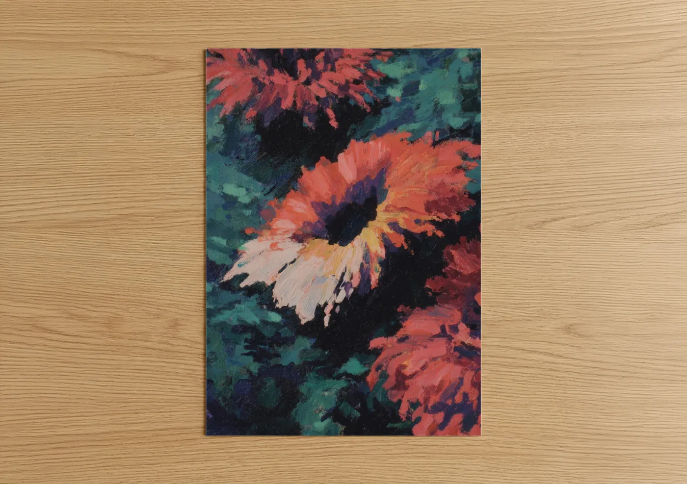 Crimson Sea Anemone Expressionist Wall Art