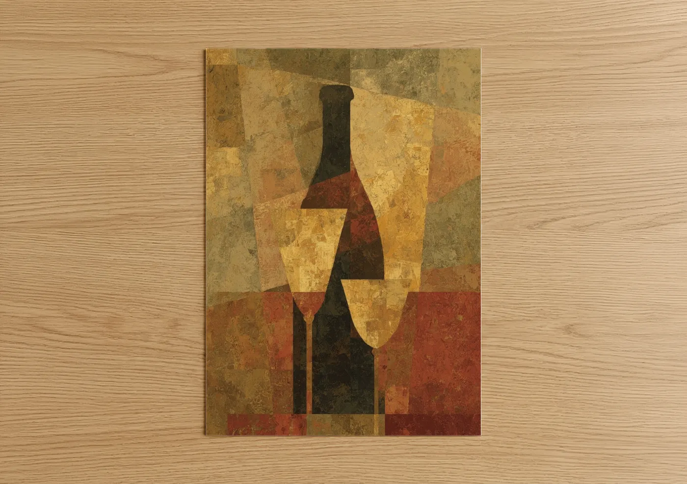 Vintage Champagne Bottle Abstract Wall Art