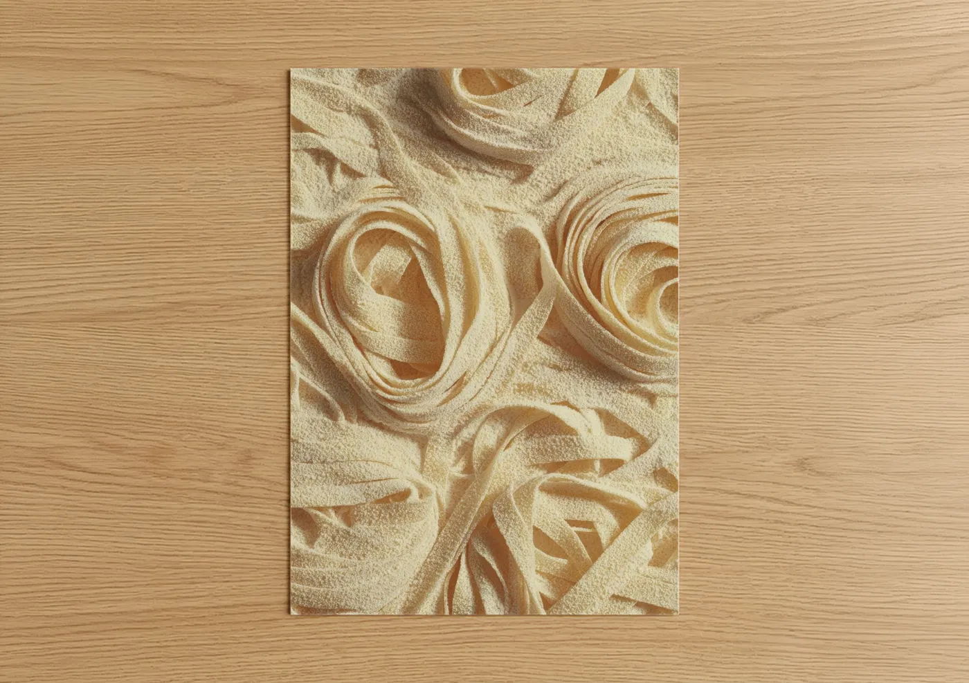 Golden Pasta Swirls Textured Food Wall Art