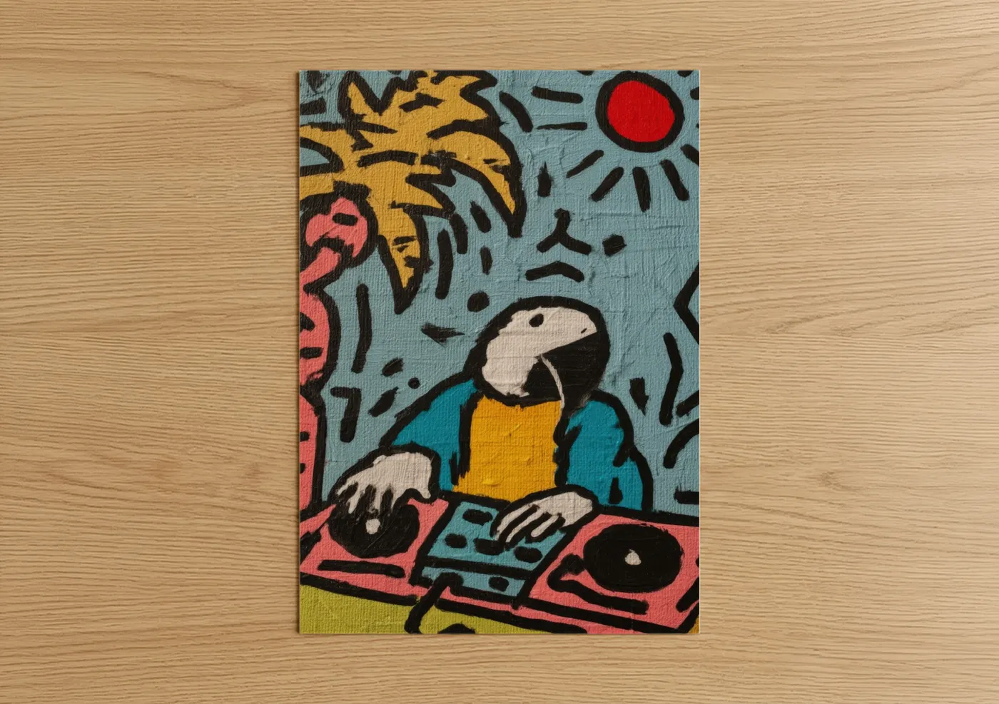 DJ Macaw Pop Art Illustration Wall Art
