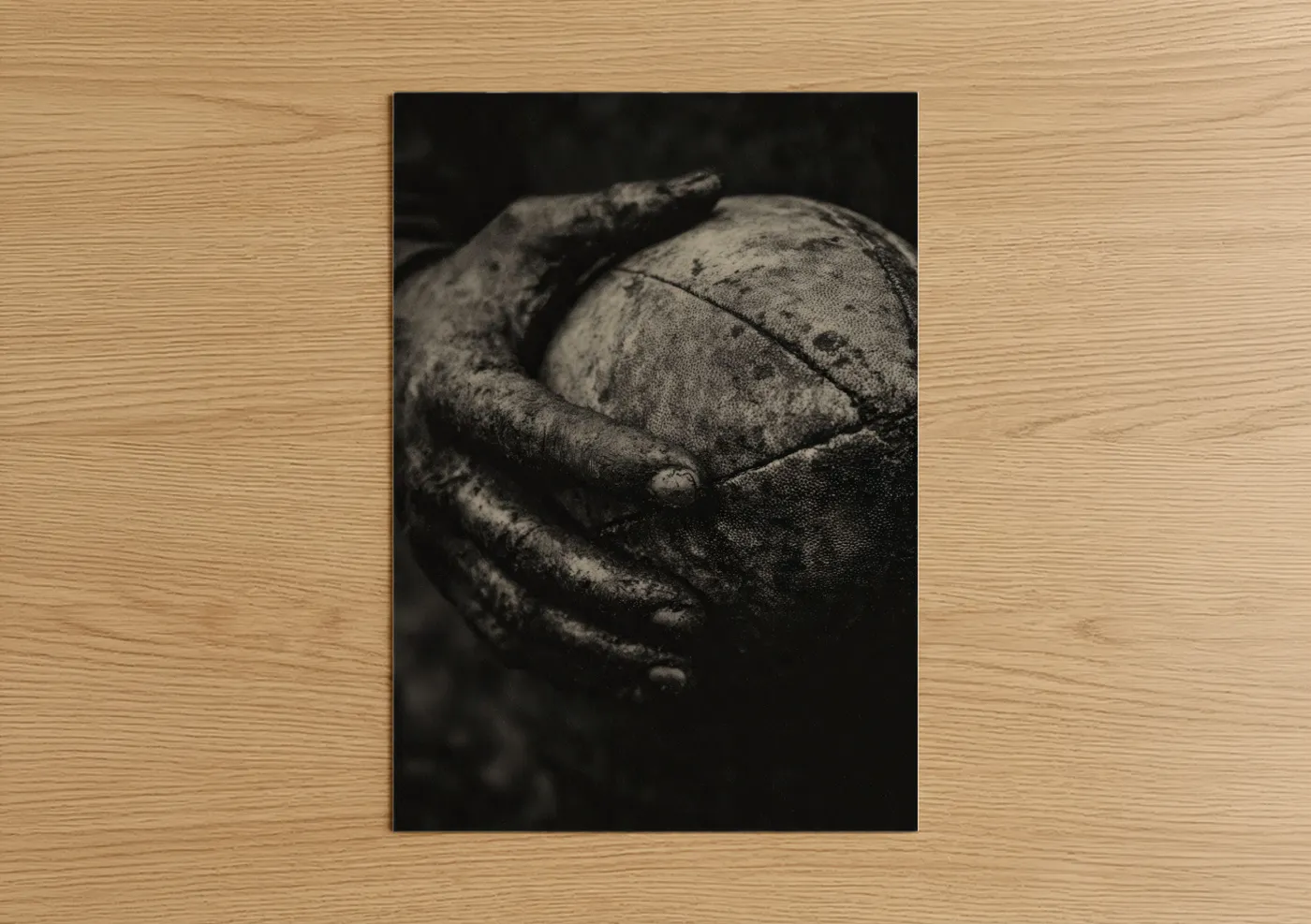 Rugby Ball Hands Black and White Wall Art