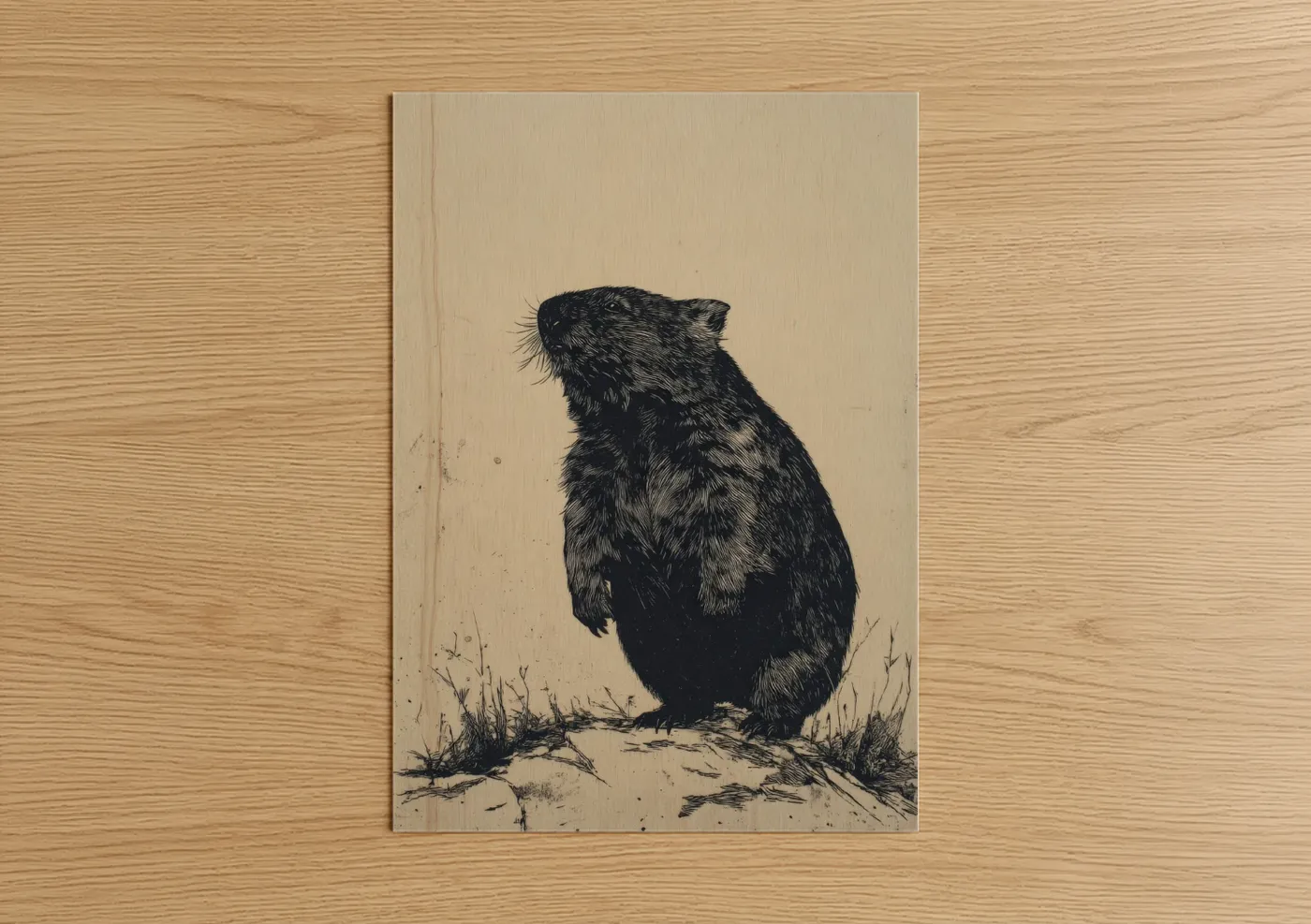 Upright Wombat Standing Wildlife Wall Art