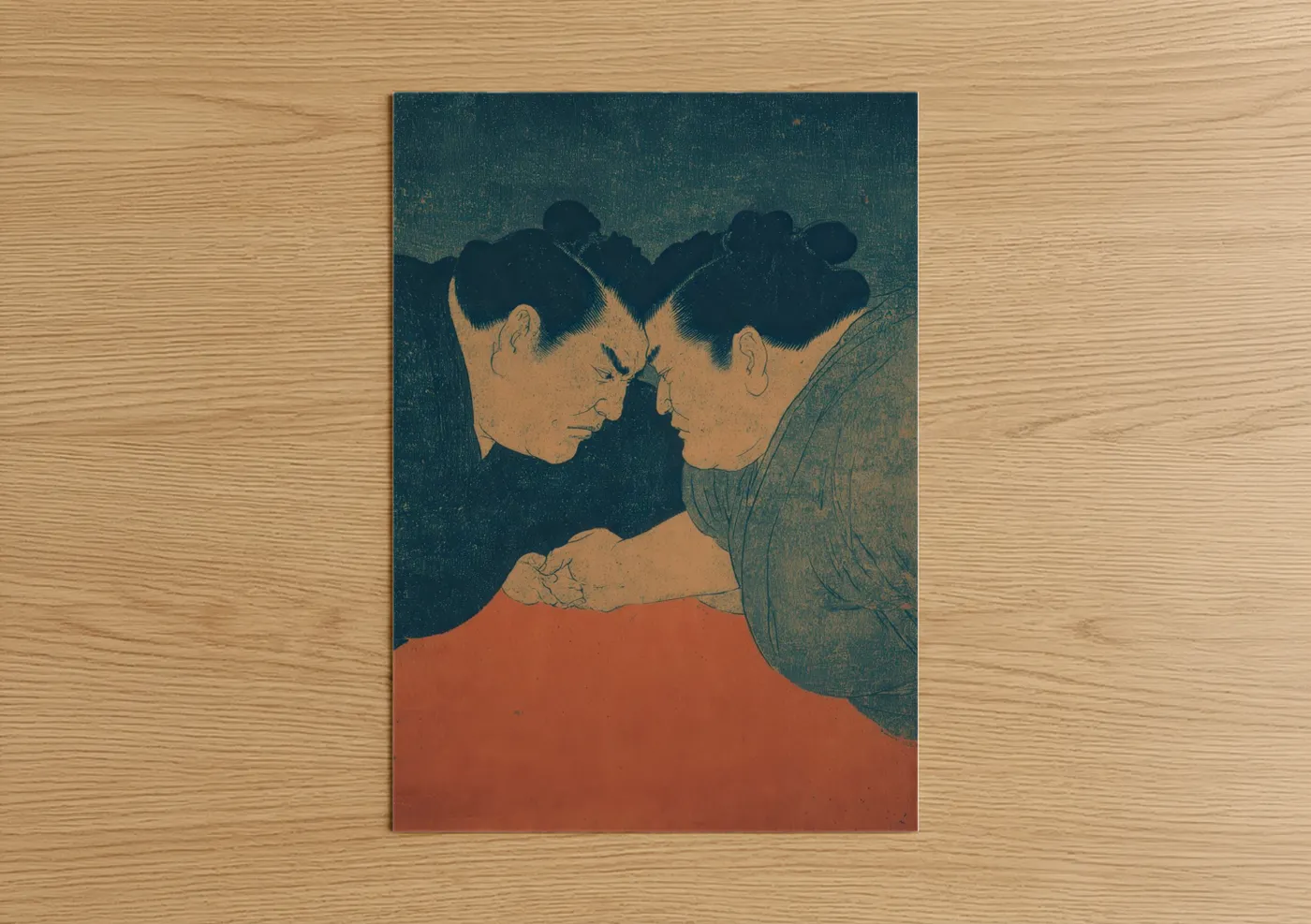 Intimate Sumo Wrestlers Japanese Wall Art