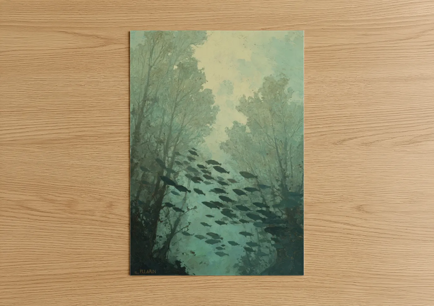 Tropical Trees Underwater Watercolor Wall Art