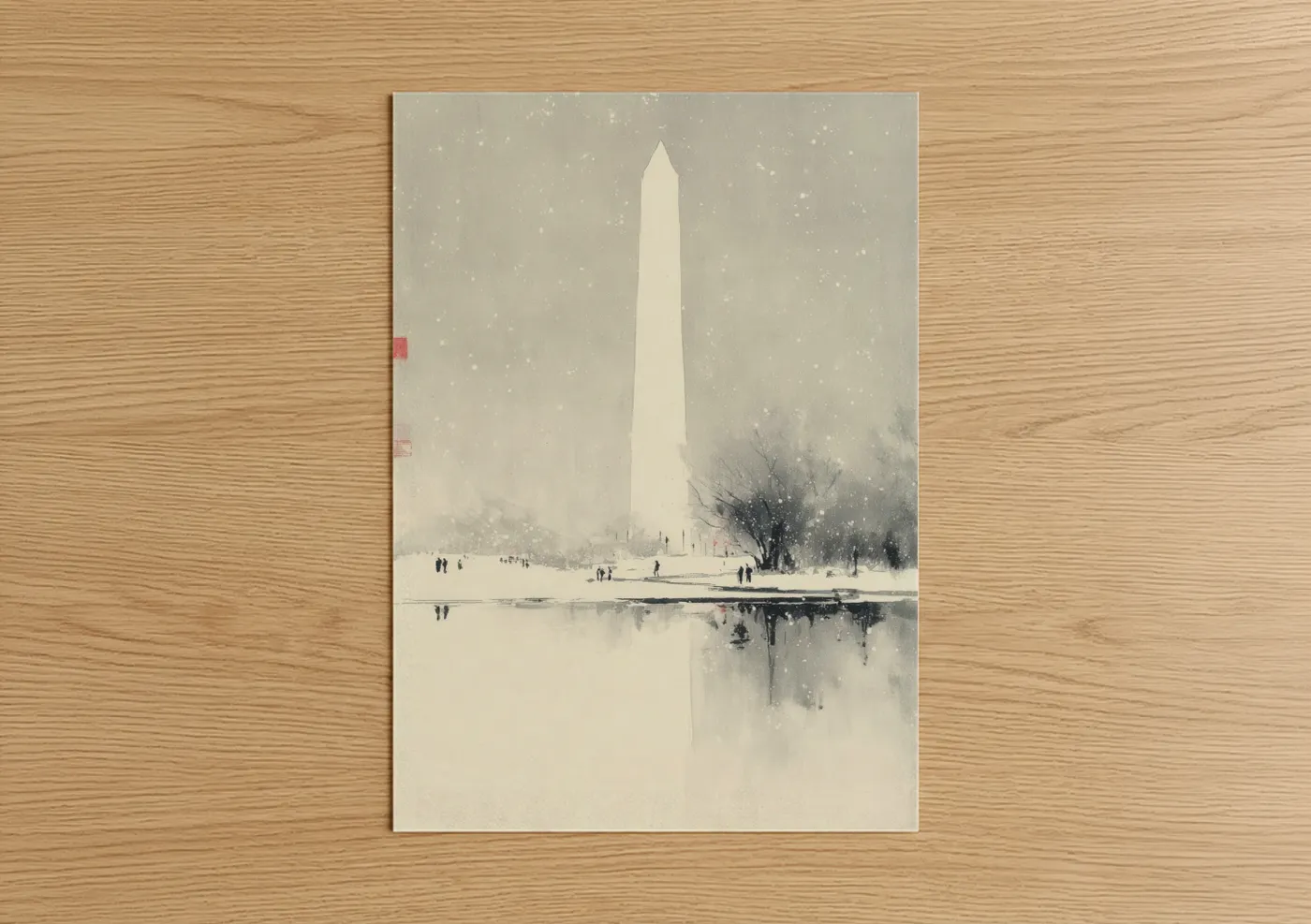 Washington Monument Winter Snowfall Wall Art