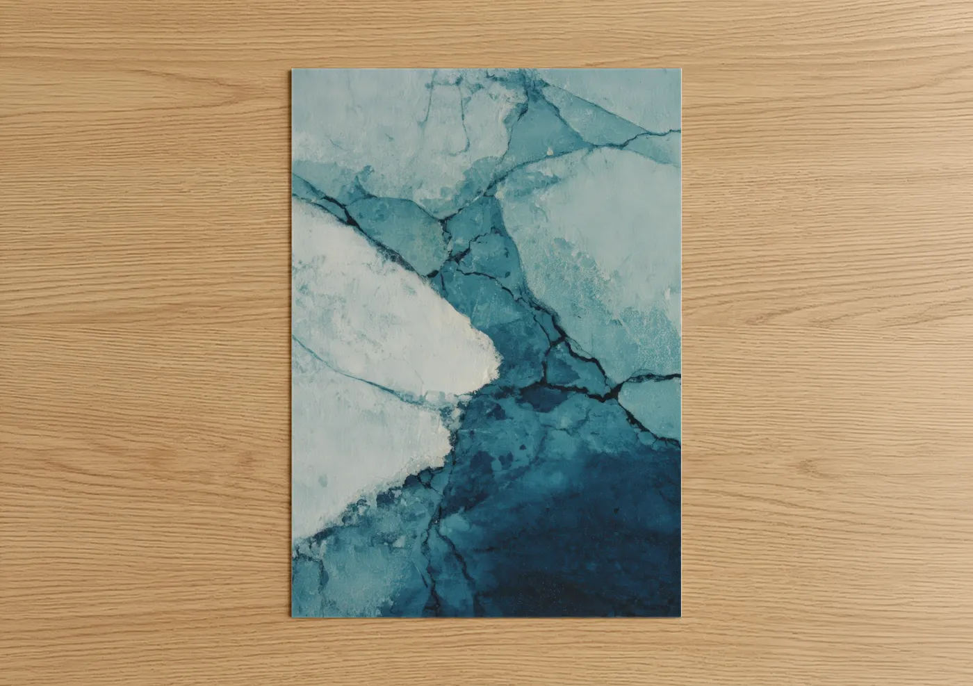 Frozen Glacier Abstract Watercolor Wall Art