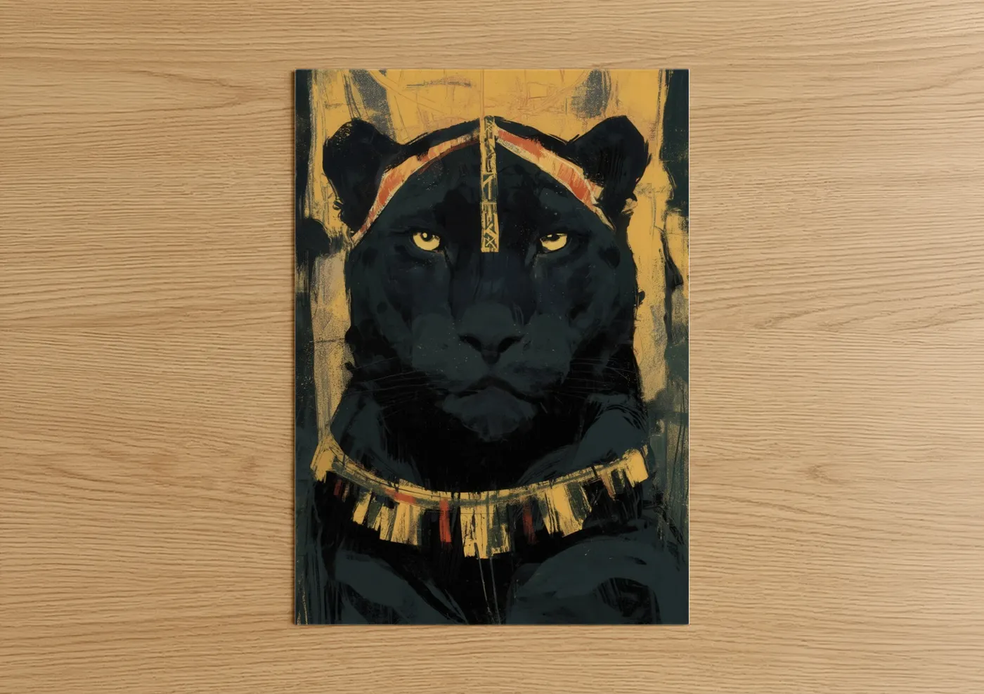 Black Panther with Gold Egyptian Collar Wall Art